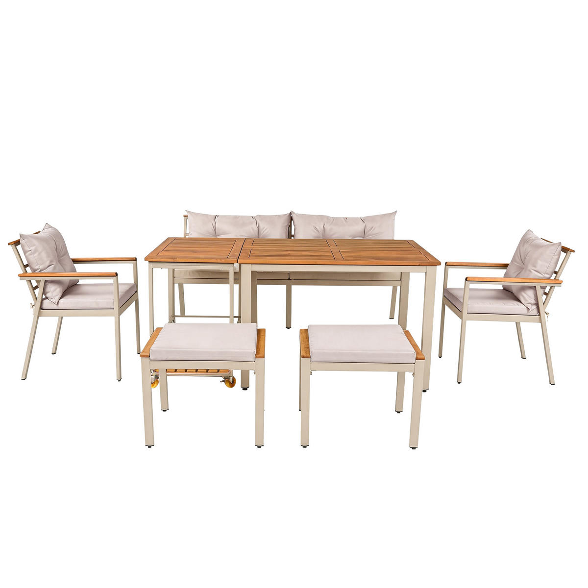 GARTENMÖBELSET Akazienholz 6-7 Sitzer Tisch Stühle - Multicolor, Metall - FLIEKS