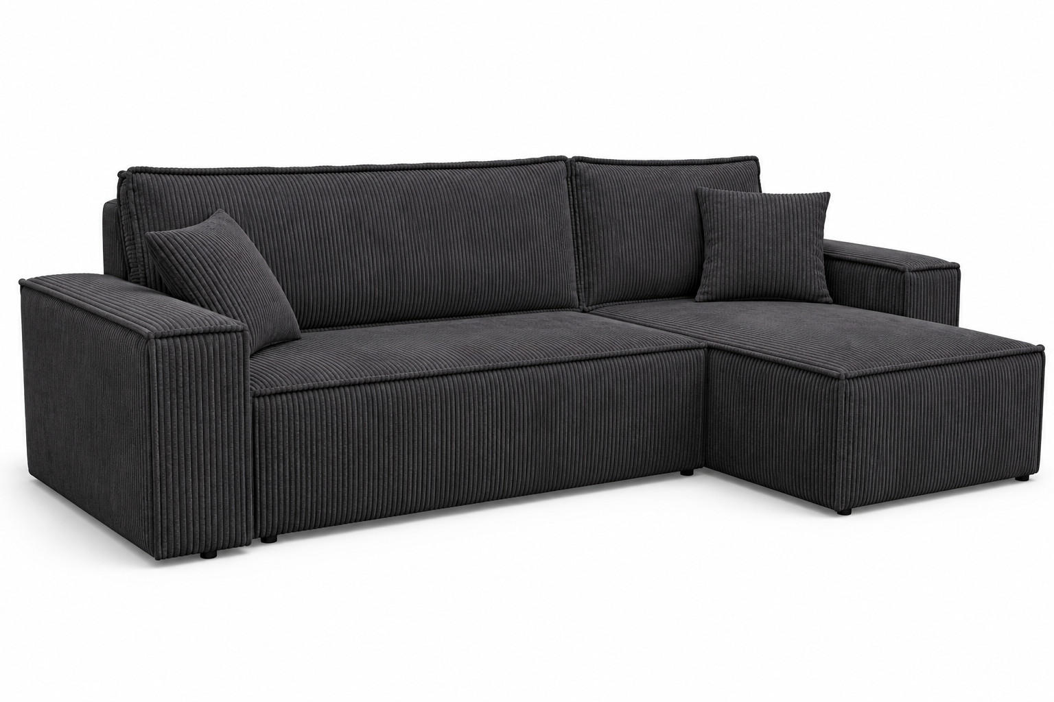 ECKSOFA KARL L mit Stauraum und Bettkasten, Graphite - Graphitfarben, Textil (244/145cm) - KS Home Concept
