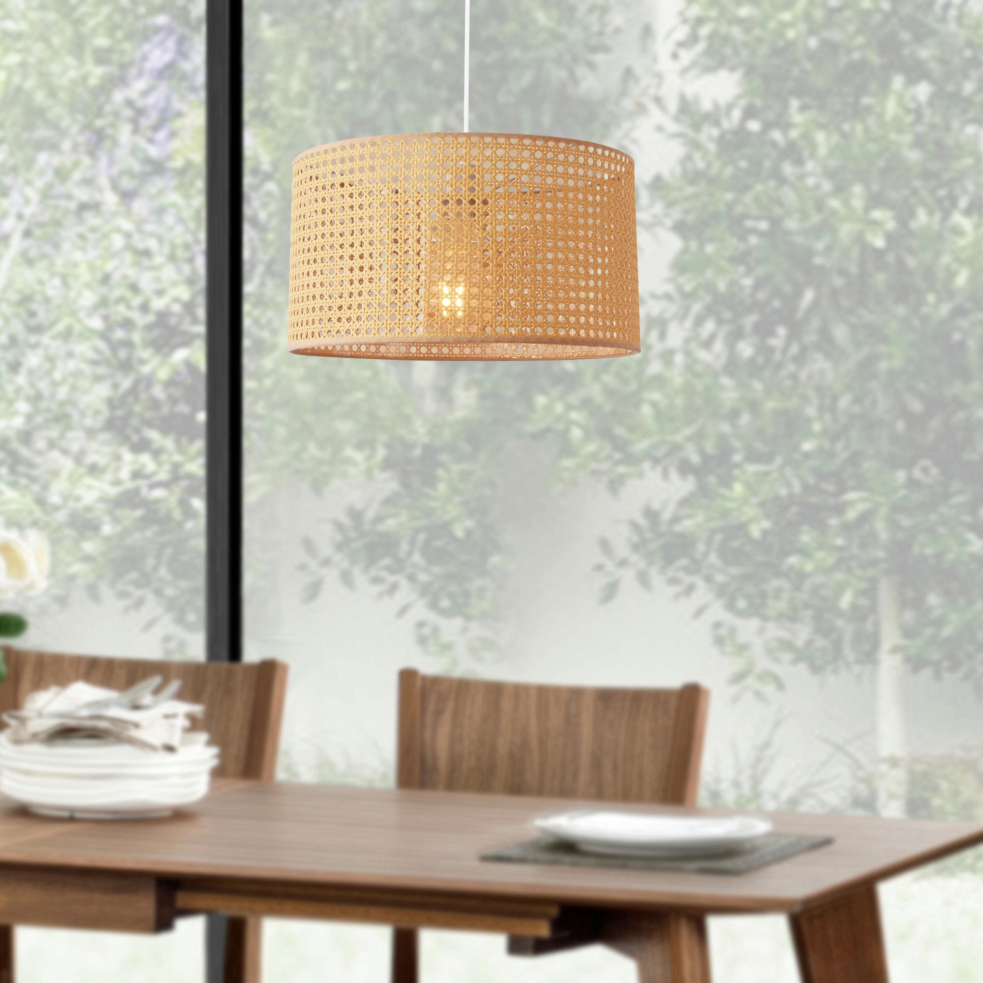 HÄNGELEUCHTE Shrewsbury - Beige, Kunststoff (32/32/160cm) - lux.pro