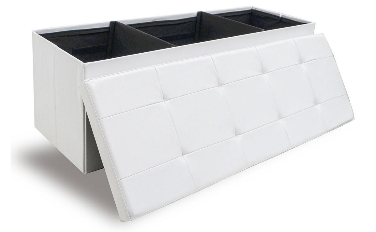 SITZBANK mit Stauraum, 110 cm, 120 Liter, Weiß - Weiß, Kunststoff (38/38/110cm) - Dunedesign