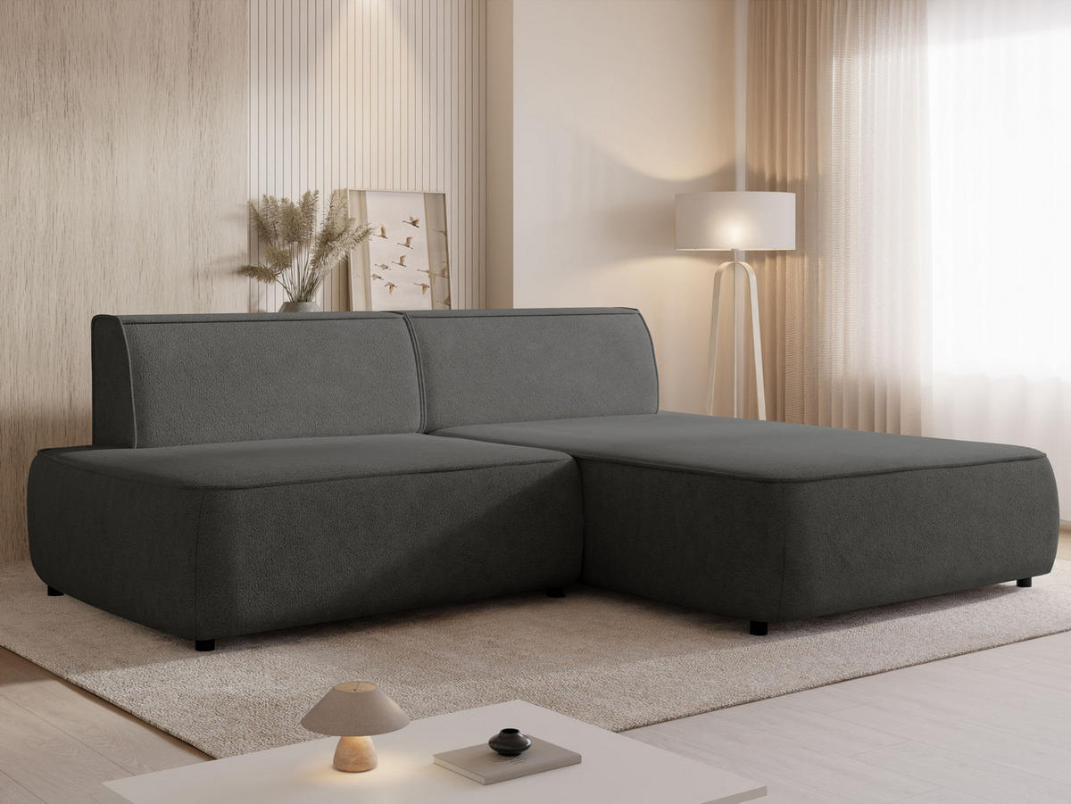 ECKSOFA Zuno, Seite: Rechts - Schwarz/Grau, Holz/Kunststoff (254/162cm) - MIRJAN24