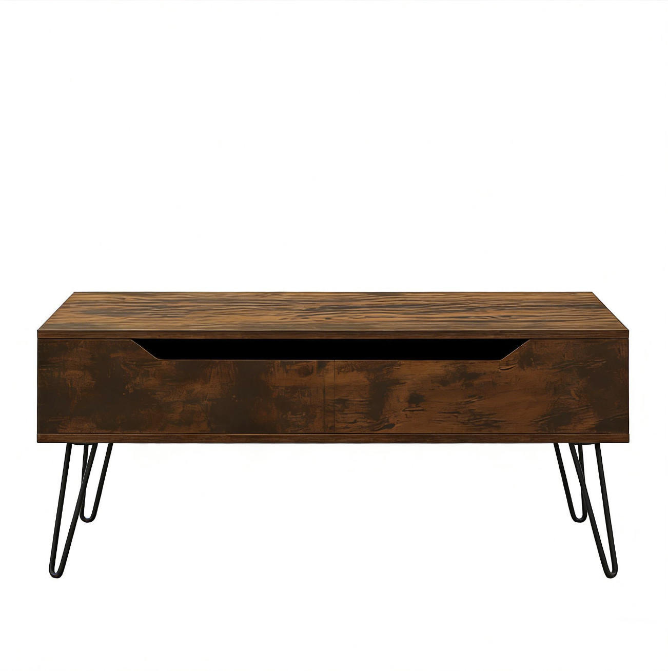 COUCHTISCH 95/50 cm höhenverstellbar mit Stauraum in Rustikal Braun - Braun, Holzwerkstoff (95/50/55.5cm) - Flora Grace