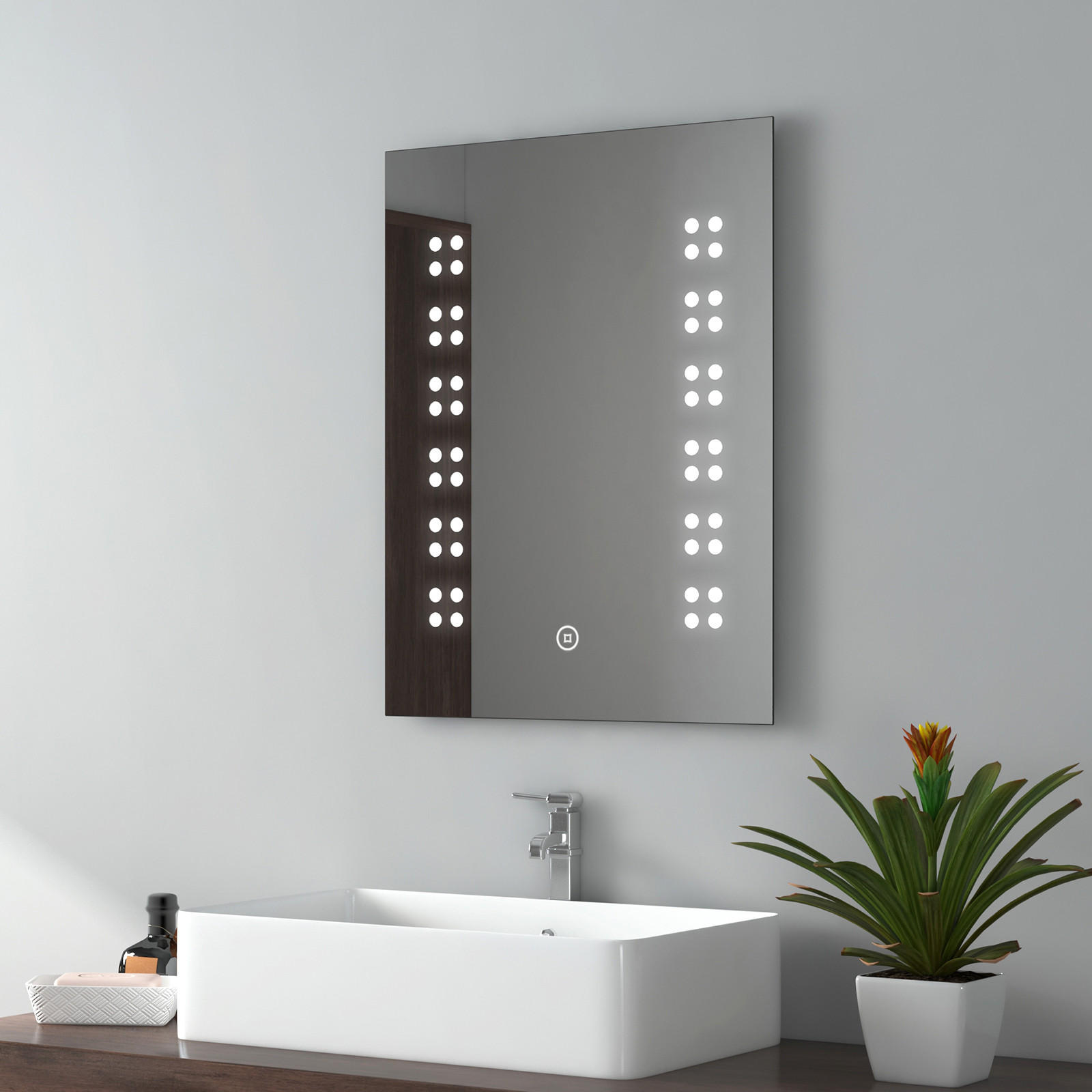 BADSPIEGEL mit Beleuchtung Rechteckig 60/45 cm - Weiß, Glas (45/3/60cm) - EMKE