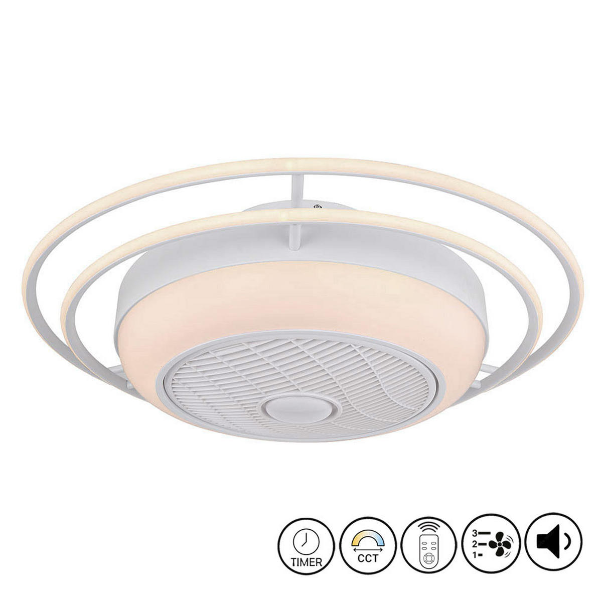 LED DECKENLEUCHTE Romario Weiß mit Ventilator - Weiß, Metall (73/73/23cm) - Globo Lighting
