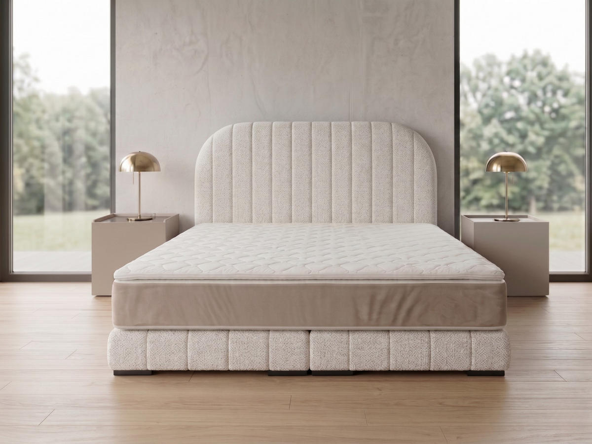 POLSTERBETT LEON3 140x 200 cm Farbe: Creme - Creme, Textil (140/200cm) - A&J MöbelLand
