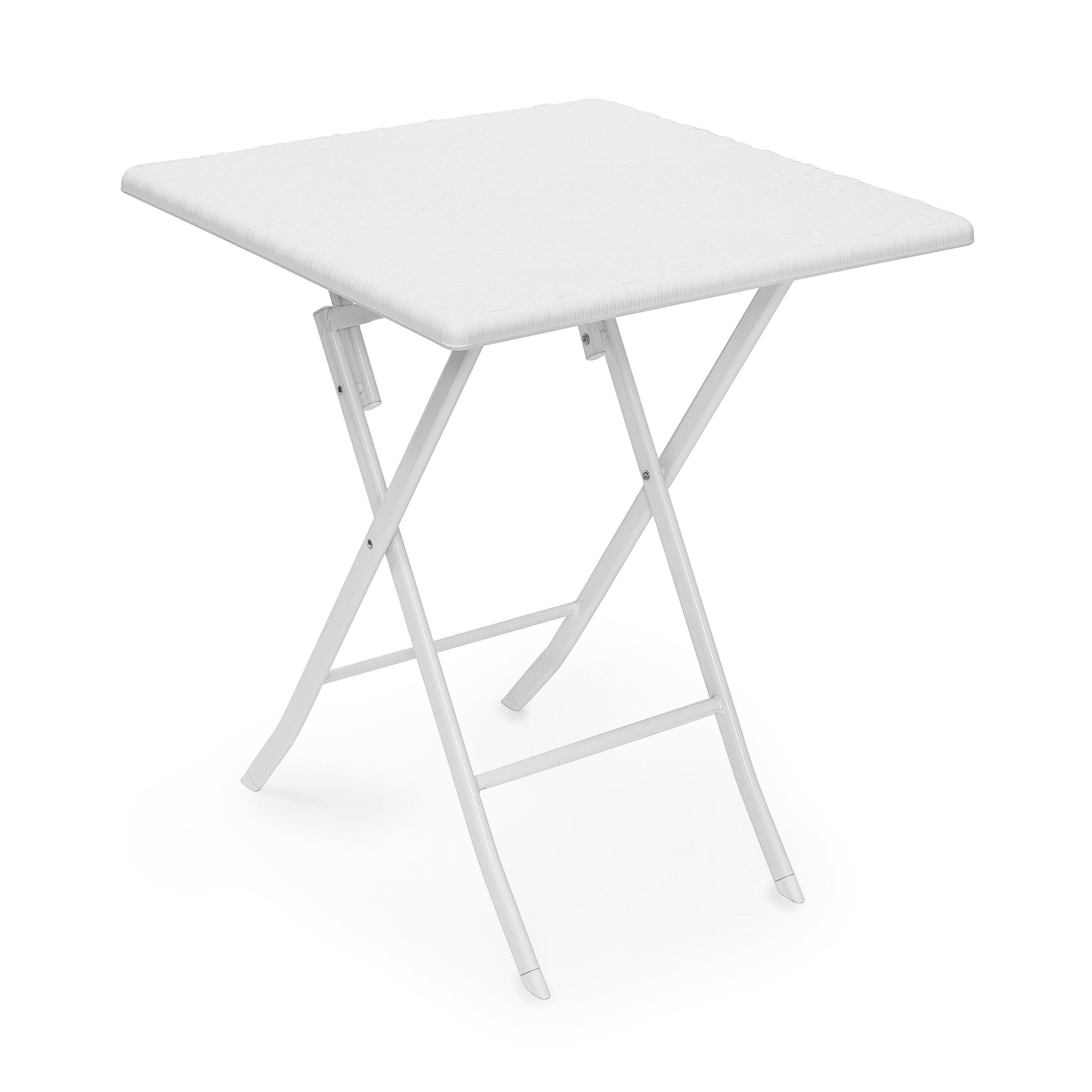 GARTENTISCH - Weiß, Kunststoff/Metall (61.5/61.5/74cm) - Relaxdays