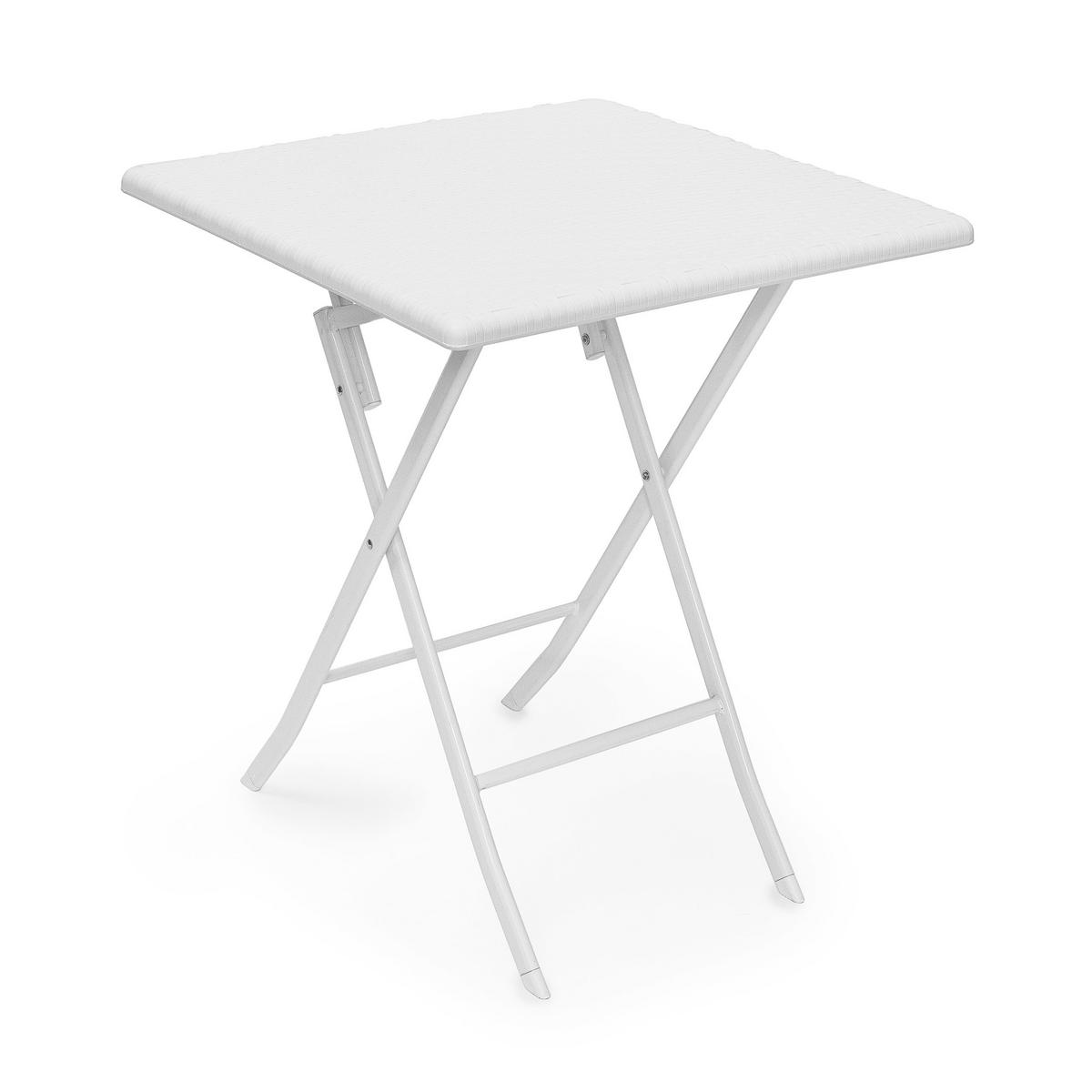 GARTENTISCH - Weiß, Kunststoff/Metall (61.5/61.5/74cm) - Relaxdays