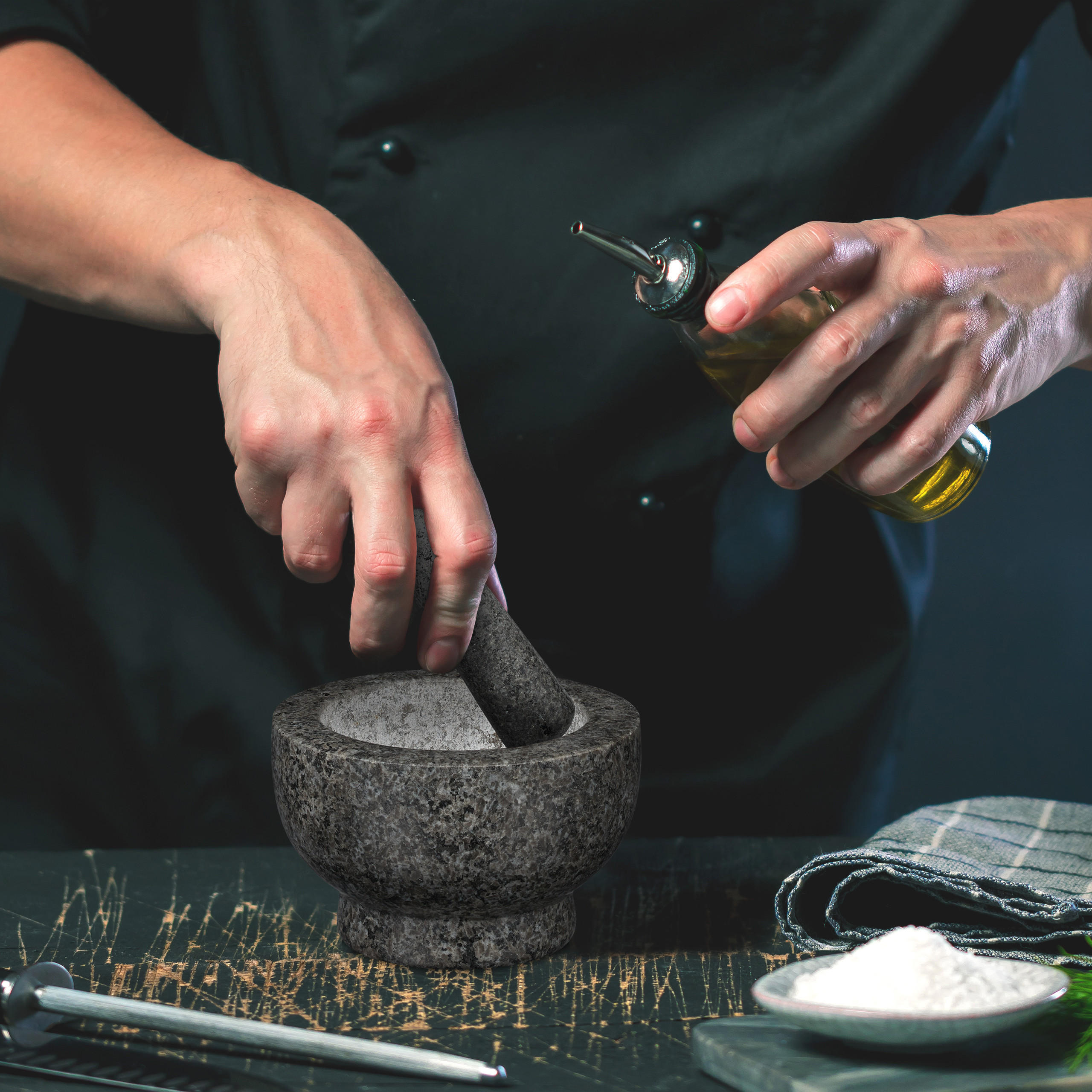 MÖRSER - Anthrazit, Stein (13/8/13cm) - Relaxdays