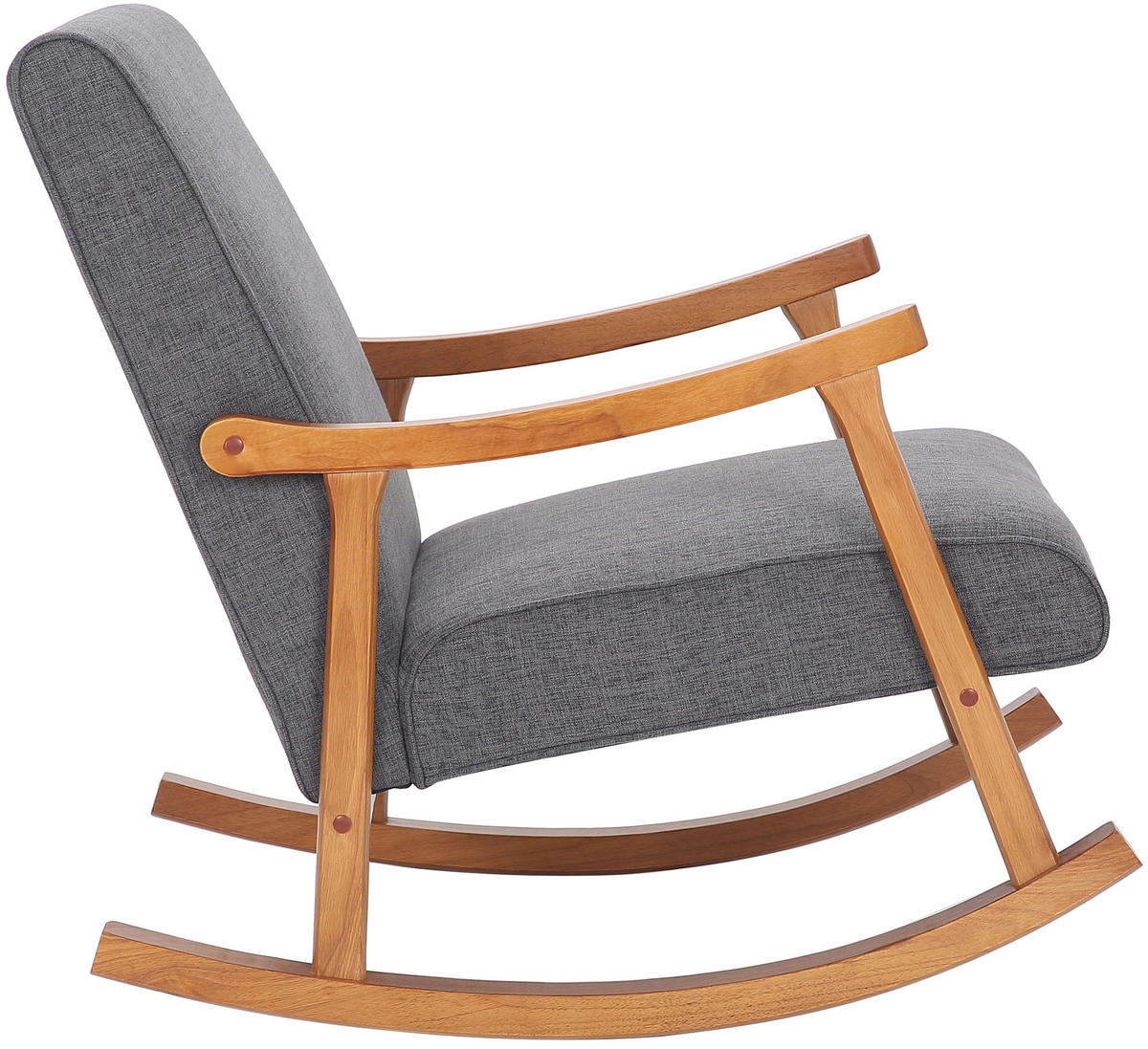 SCHAUKELSTUHL Morello Stoff, Gestell Kautschukhokz Walnuss Hellgrau - Walnussfarben/Grau, Holz/Textil (67/82/92cm) - TPFLiving