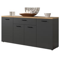 SIDEBOARD grau, Evoke Eiche 180 cm 4-türig, TV Unterteil in modernem Design - Eichefarben/Anthrazit, Holzwerkstoff/Kunststoff (180/85/42cm) - Top.Furn
