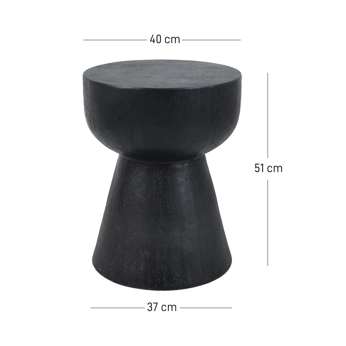 BEISTELLTISCH Rund Schwarz 45 x 45 x 52 cm - Schwarz, Metall (40/40/51cm) - Nordlys