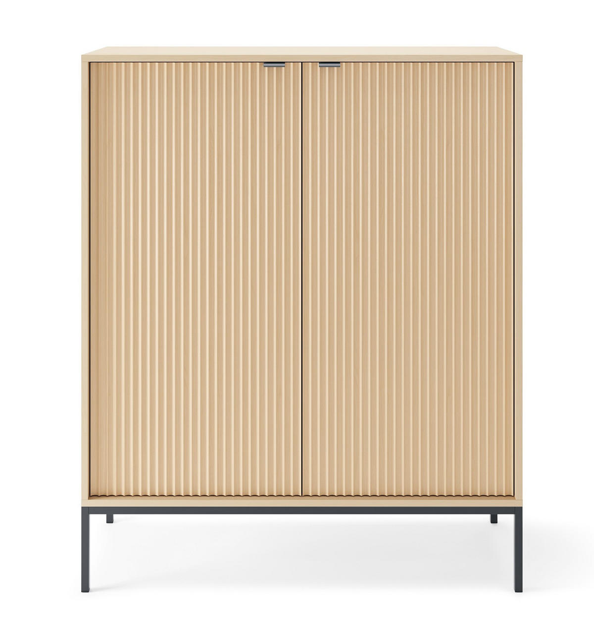 KOMMODE Vicenza Eiche K104 Hoch Schwarz Beine - Beige, Holzwerkstoff (104/125/39cm) - Sepro Meble