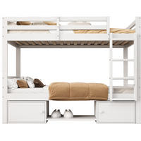 ETAGENBETT 90/200 cm aus Kiefer und MDF mit Regalen und Schließfächern Weiß - Weiß, Holz (90/200cm) - Modenvie