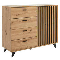 KOMMODE - Eiche Dekor - Schwarz/Braun, Holzwerkstoff/Metall (103/86/40cm) - home24