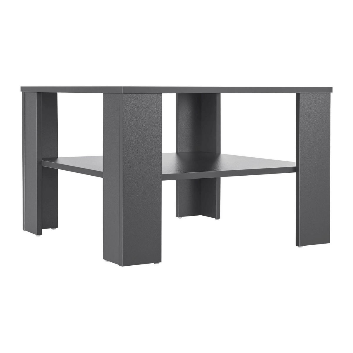 COUCHTISCH mit Ablage 60x60x40 cm Dunkelgrau - Dunkelgrau, Holz (60/60/40cm) - Juskys