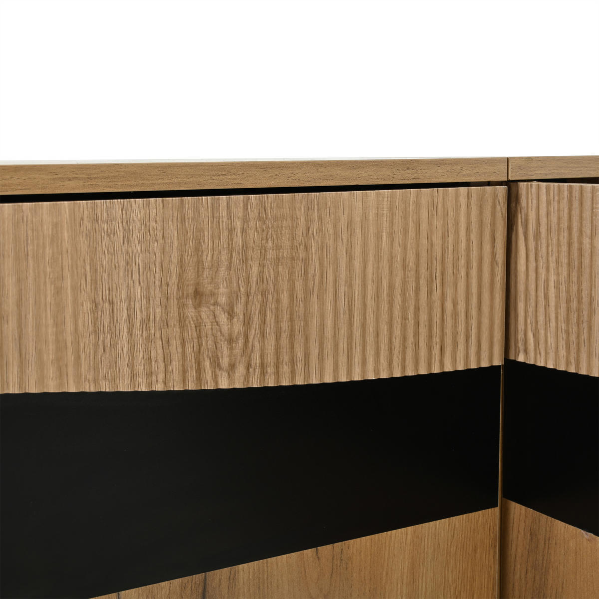 TV-LOWBOARD 180x40x50 cm Holz Schwarz 4 Schränke Symmetrisch - Naturfarben, Holzwerkstoff (40/50/180cm) - FLIEKS