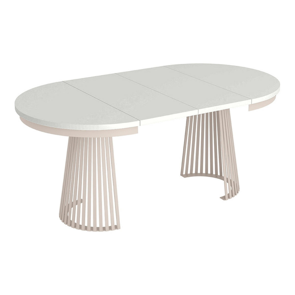 ESSTISCH Garda rund ausziehbar 100-180 x 100 x 76,6 cm Alpinweiß/Kaschmir - Kaschmir/Weiß, Holzwerkstoff (100/100/76.6cm) - Koseto