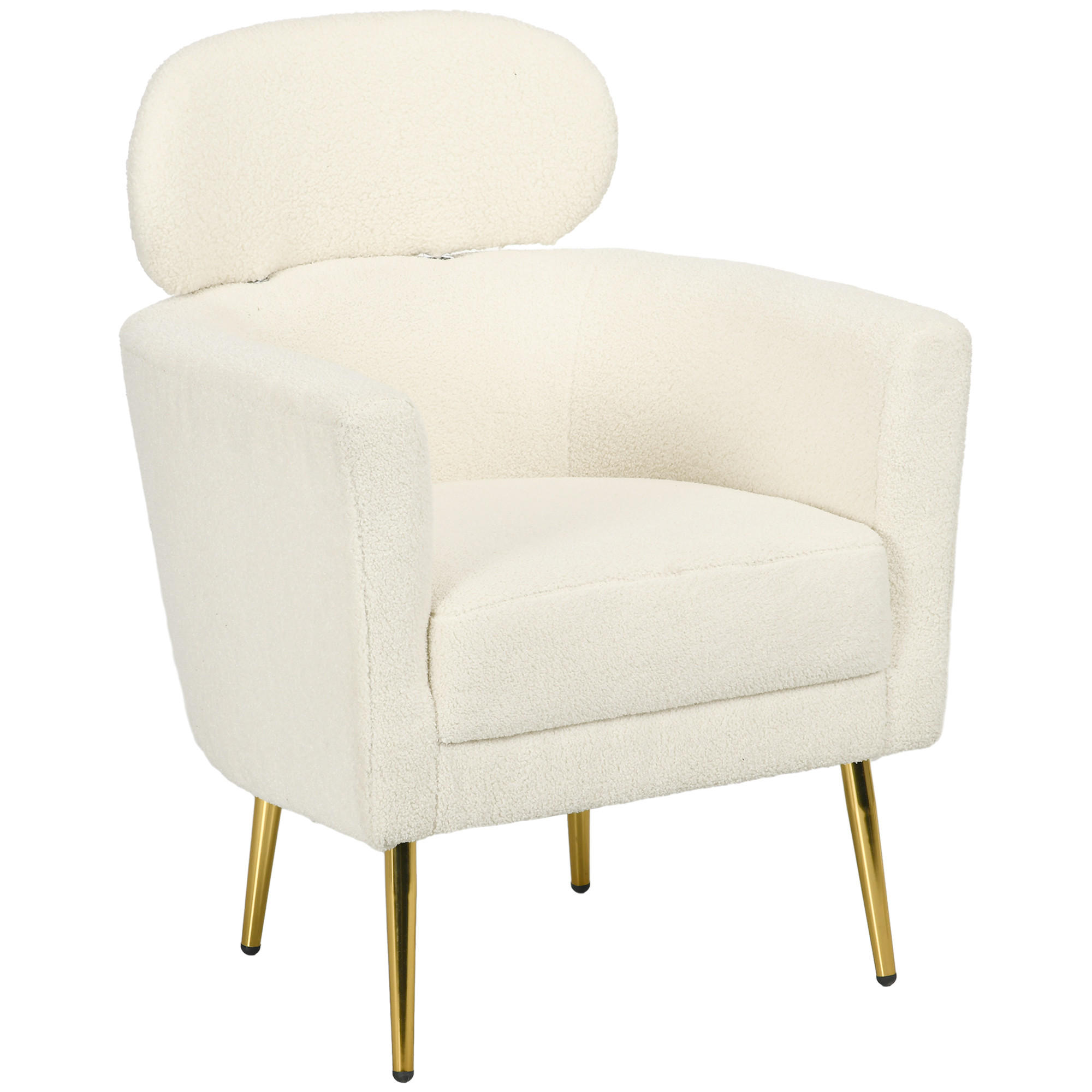 SESSEL DE-13456 mit abnehmbarer Kopfstütze, Teddyfell Creme - Creme, Textil (65/90/71cm) - ComfortXL