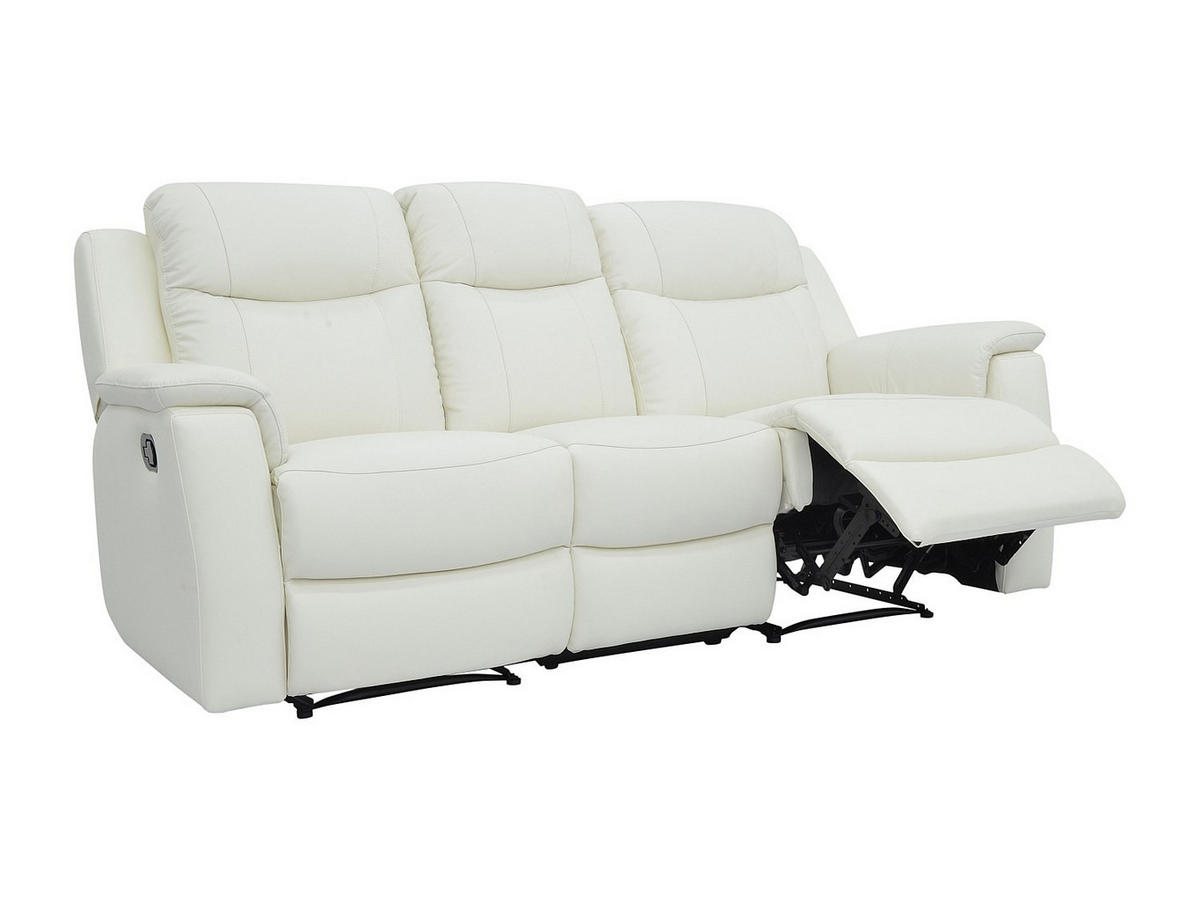 COUCHGARNITUR - 5 Personen - leder - elfenbeinfarben Evasion - Weiß, Leder (205/100/96cm) - Vente-Unique