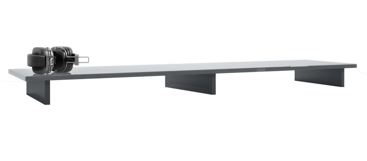 TVAUFSATZ Game Schwarz matt / Grau Hochglanz - Schwarz/Grau, Holzwerkstoff (138.5/9.5/34.5cm) - Vladon