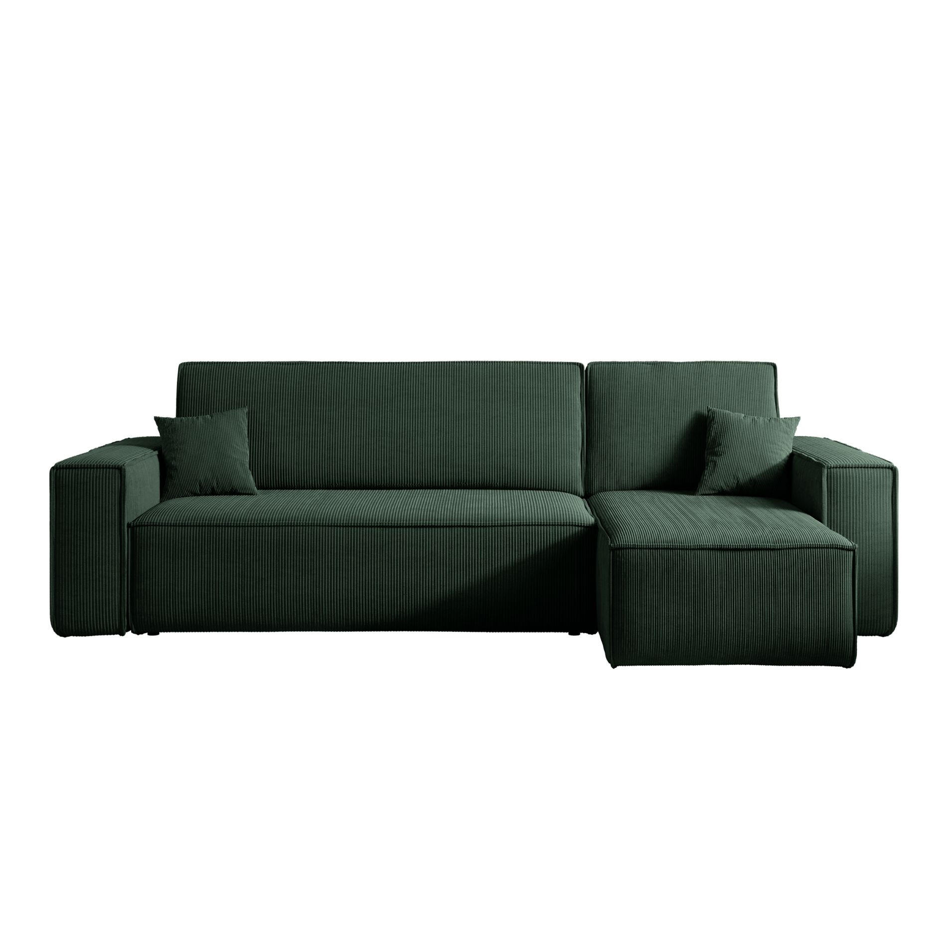ECKSOFA Scarlo Dunkelgrün Cordbezug - Dunkelgrün/Schwarz, Kunststoff/Textil (244/145cm) - Selsey
