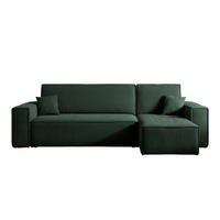 ECKSOFA Scarlo Dunkelgrün Cordbezug - Dunkelgrün/Schwarz, Kunststoff/Textil (244/145cm) - Selsey