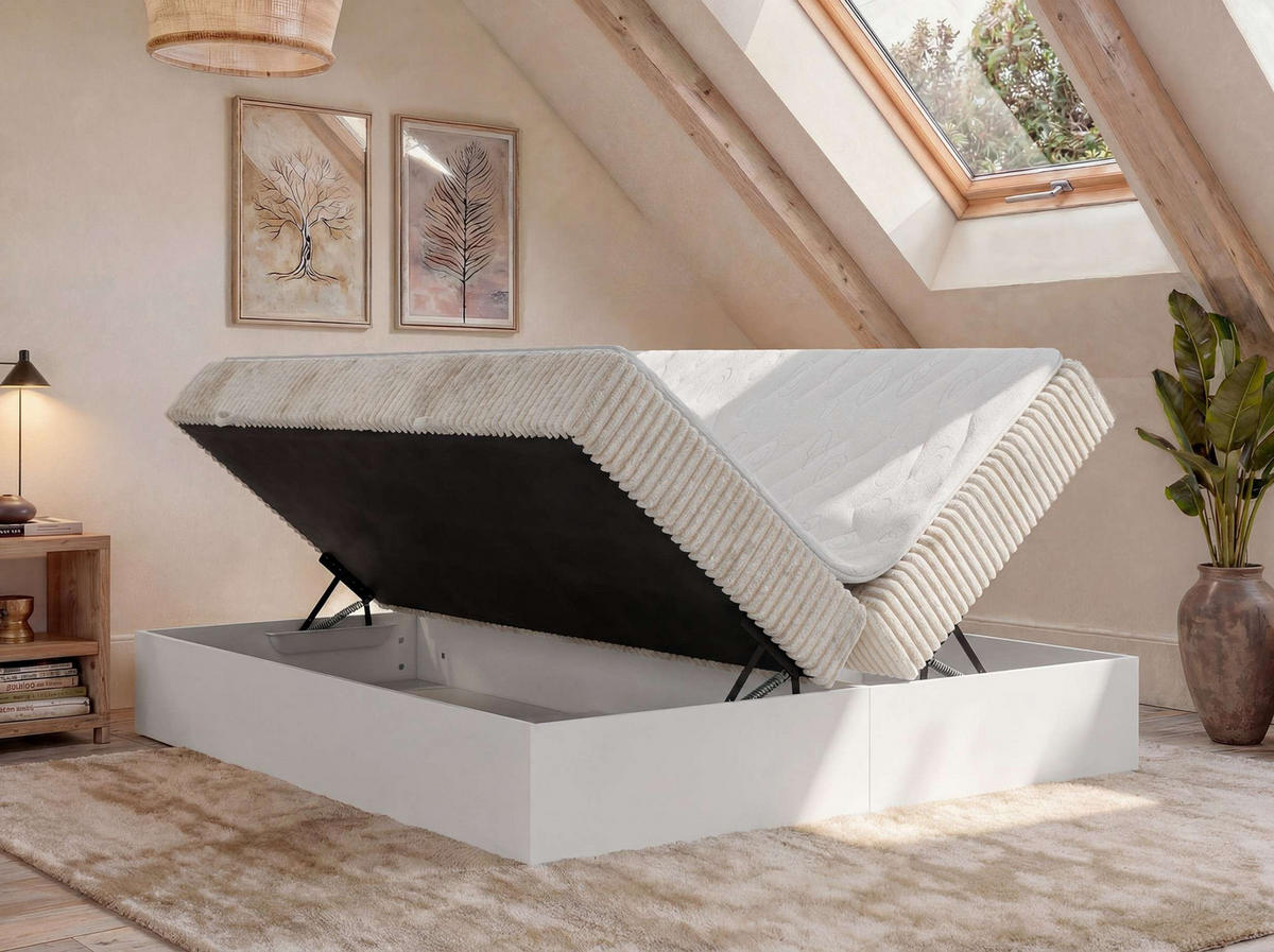 BOXBETT TRAVIT ZERO 140/200 - Beige Cord - Topper T25 - H3 - Beige/Schwarz, Kunststoff/Textil (140/200cm) - MKS