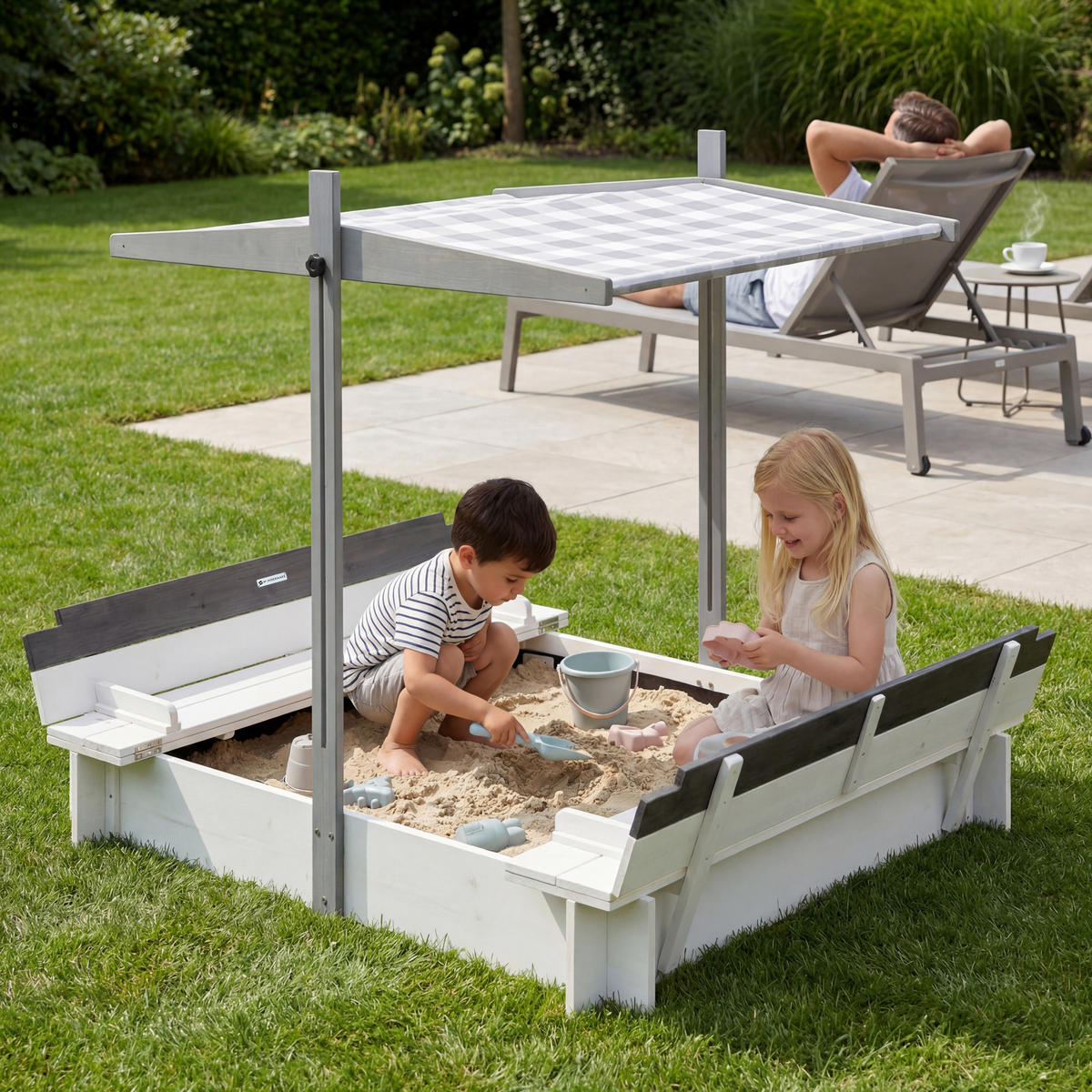 SANDKASTEN soldere1 - Weiß, Holz (120/120/29cm) - WONDERMAKE