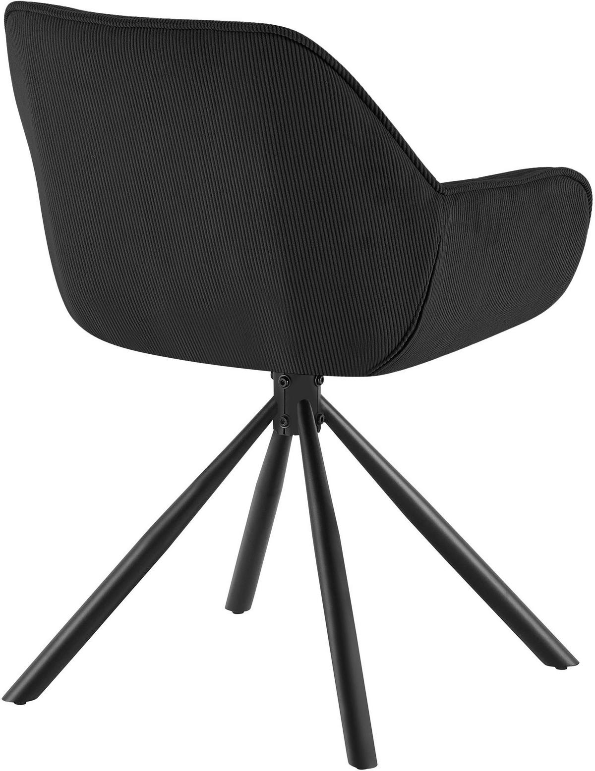 ARMLEHNENSTUHL Cord Schwarz - Schwarz, Textil/Metall (56/82/62cm) - CLP
