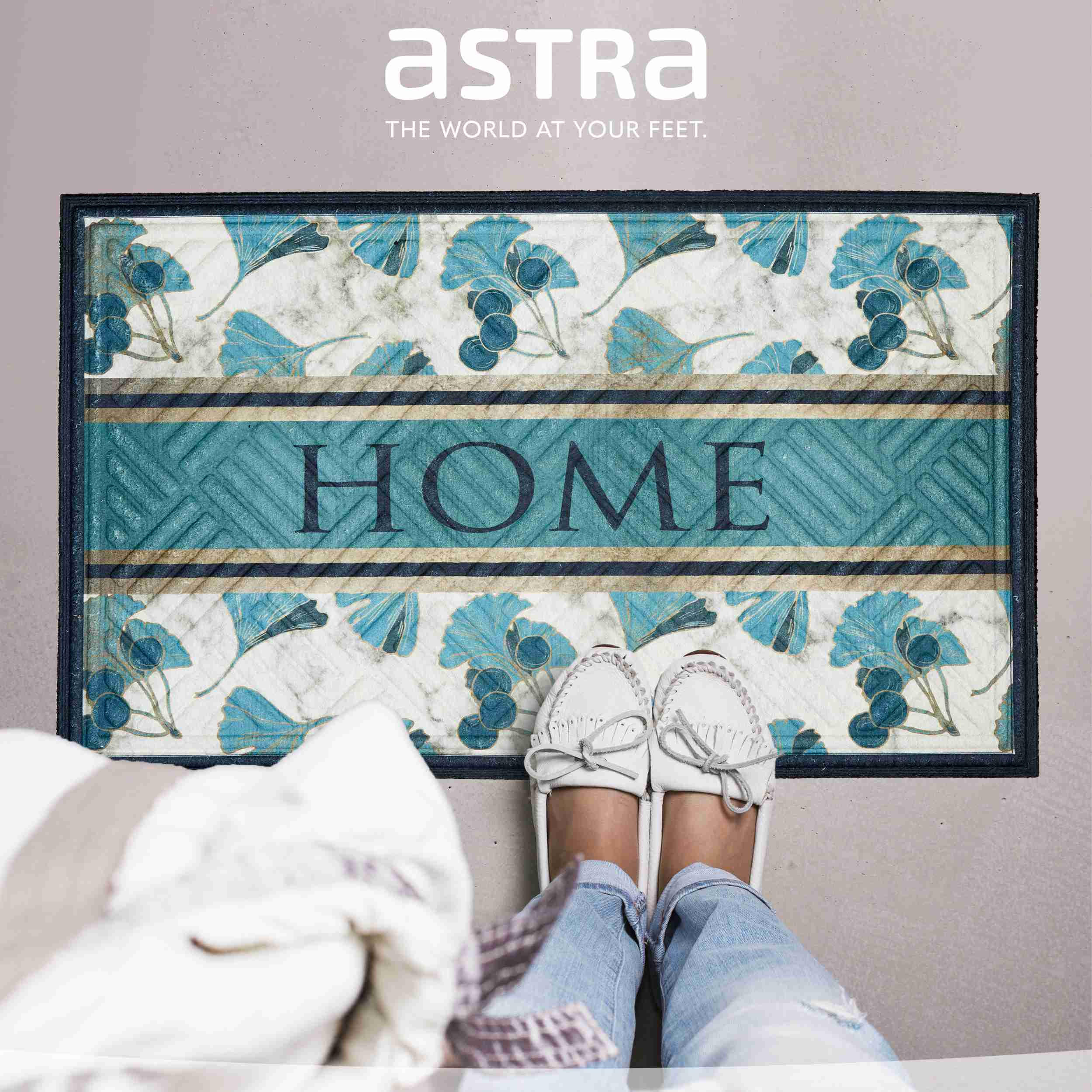 FUSSMATTE INDOOR UND OUTDOOR NUB DESIGN - Petrol, Textil (75/45cm) - Astra