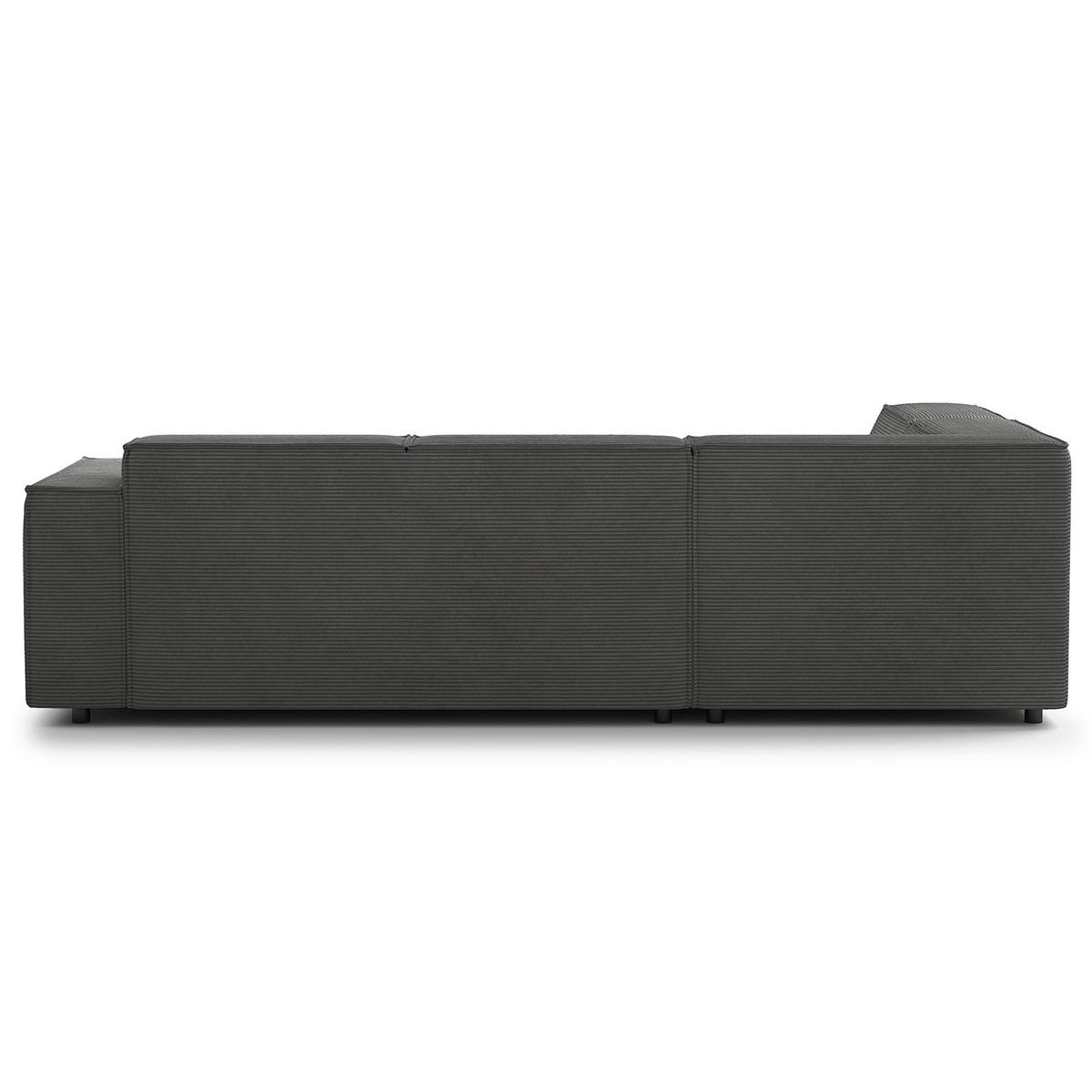 ECKSOFA mit Ottomane - Anthrazit/Schwarz, Kunststoff/Textil (260/234cm) - home24