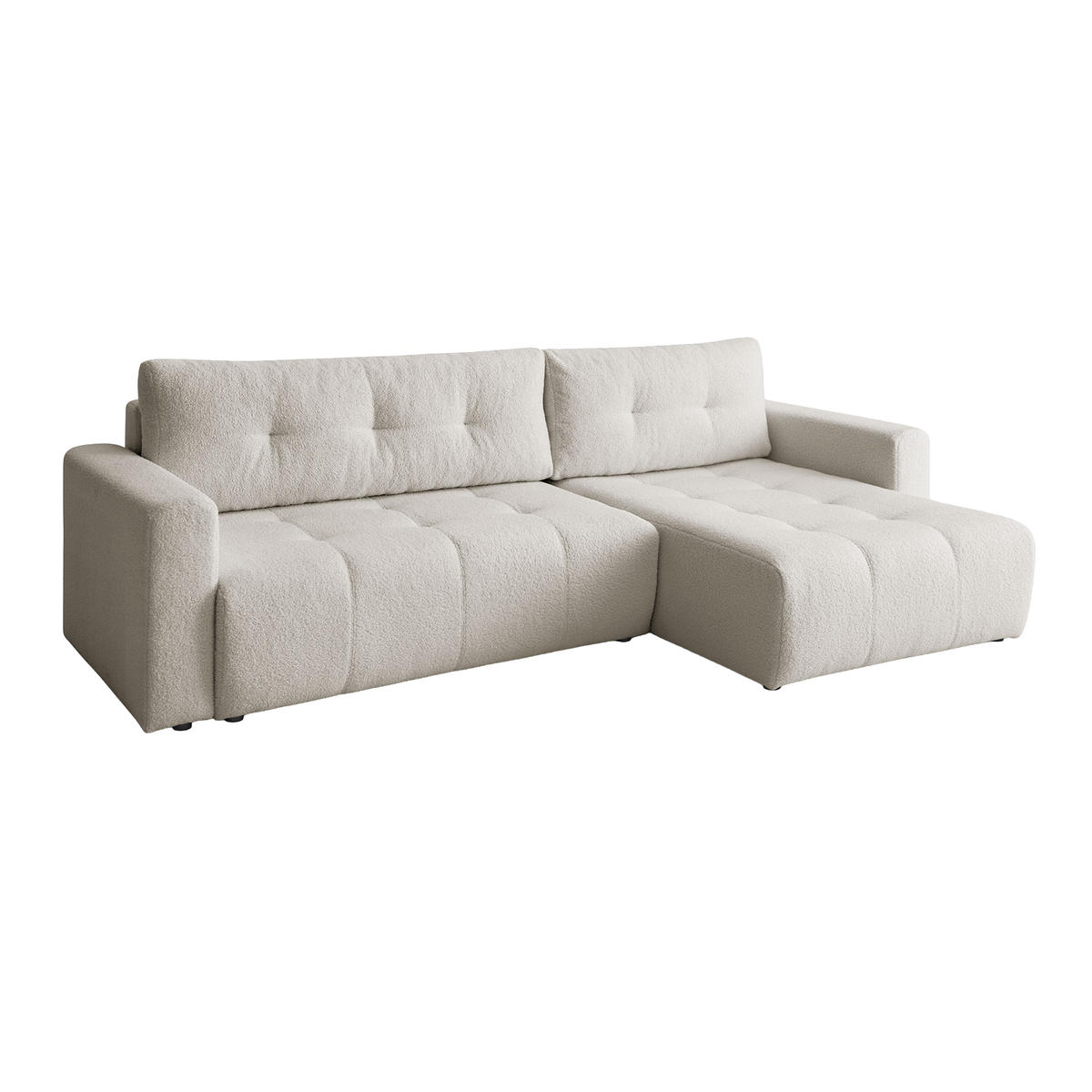 ECKSOFA WALONGO mit Schlaffunktion, Creme - Weiß, Textil (261/143cm) - Fedve