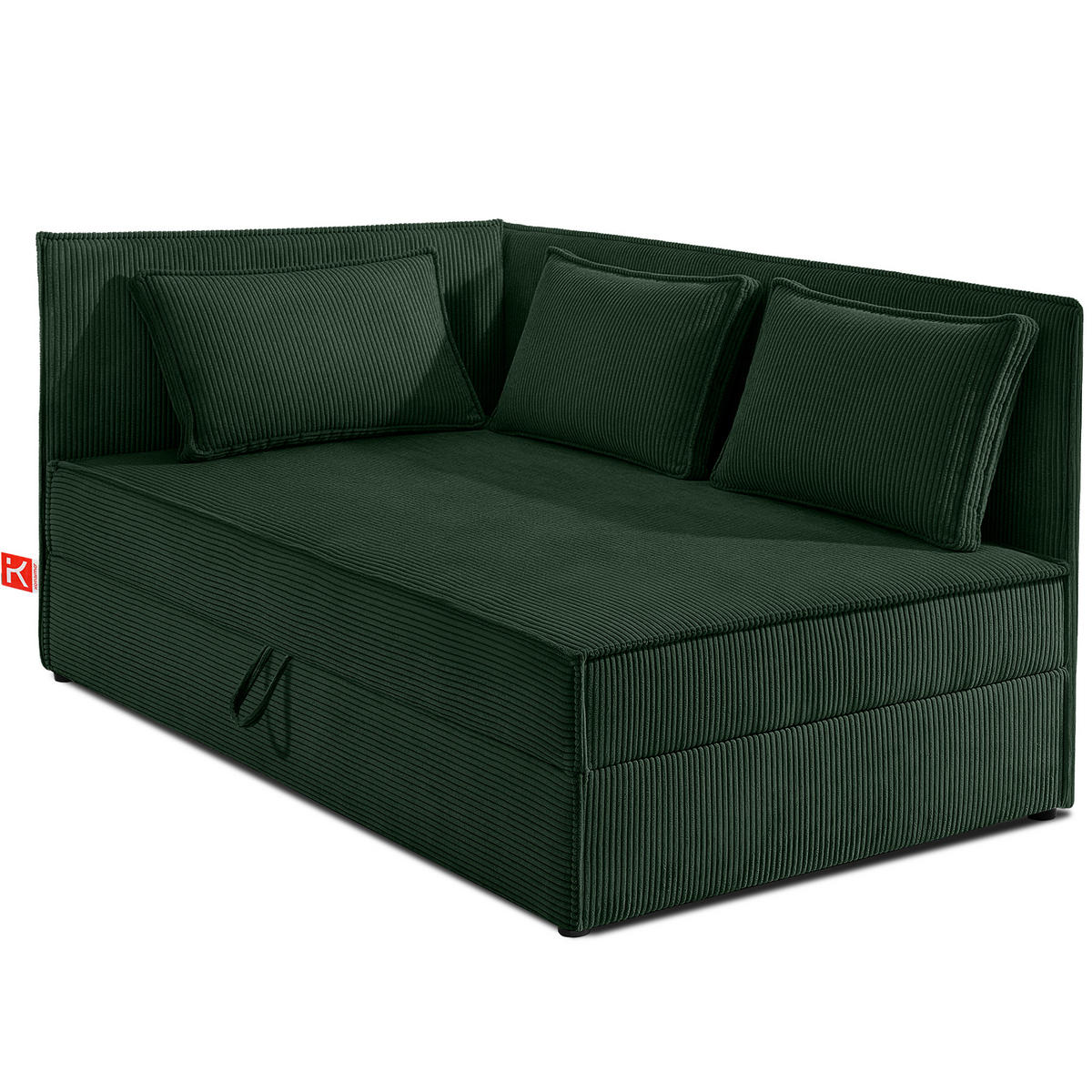 JUGENDBETT ROTI Einzelbett mit Bettkasten, 90x200cm, Bett mit Bonellmatratze, mit Rückenlehne - Dunkelgrün/Schwarz, Holz/Holzwerkstoff (92/200cm) - KONSIMO®