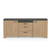 SIDEBOARD mit 2 Türen und 3 Schubladen, Dekor Eiche und Anthrazitgrau Austin - L203,80 cm - Apfelbaumfarben, Holzwerkstoff (42/87.8/203.8cm) - Calicosy
