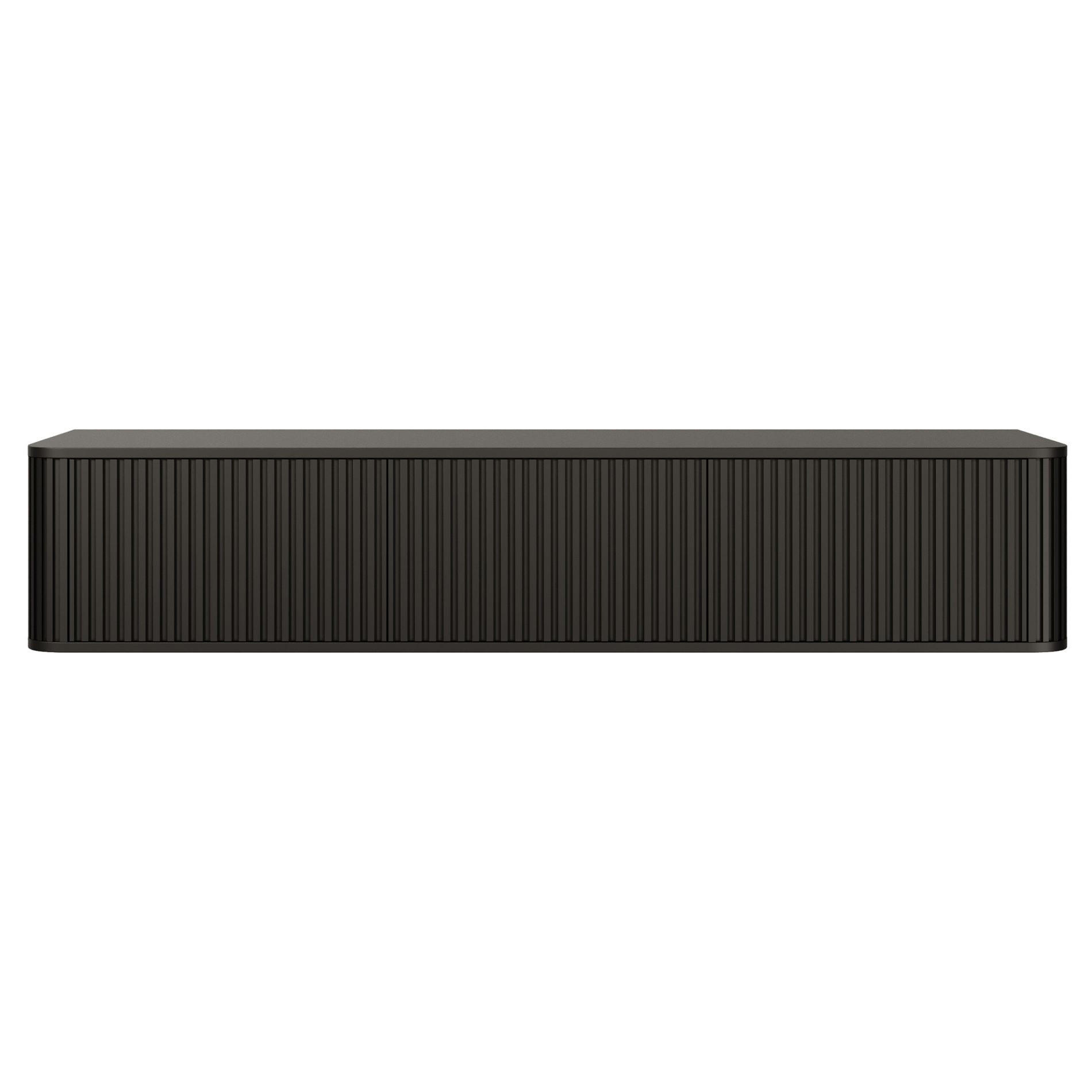 TV-HÄNGEBOARD Ovarlo Schwarz mit geriffelten Fronten 163 cm - Schwarz, Holzwerkstoff (163.2/31.2/38cm) - Selsey