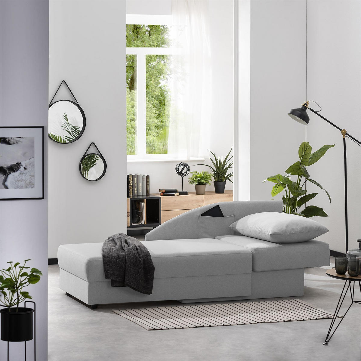 RECAMIERE Armlehne links Kalila Bezug Flachgewebe Kunststoff / hellgrau - Grau, Kunststoff (154/86/93cm) - 58aufmkessel