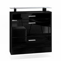 SCHUHSCHRANK Malea Front in Schwarz Hochglanz - Schwarz Hochglanz, Holzwerkstoff (89/96/23cm) - Vladon