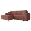 ECKSOFA Floryn L Cord - Schwarz/Rosa, Holz/Kunststoff (245/145cm) - MIRJAN24