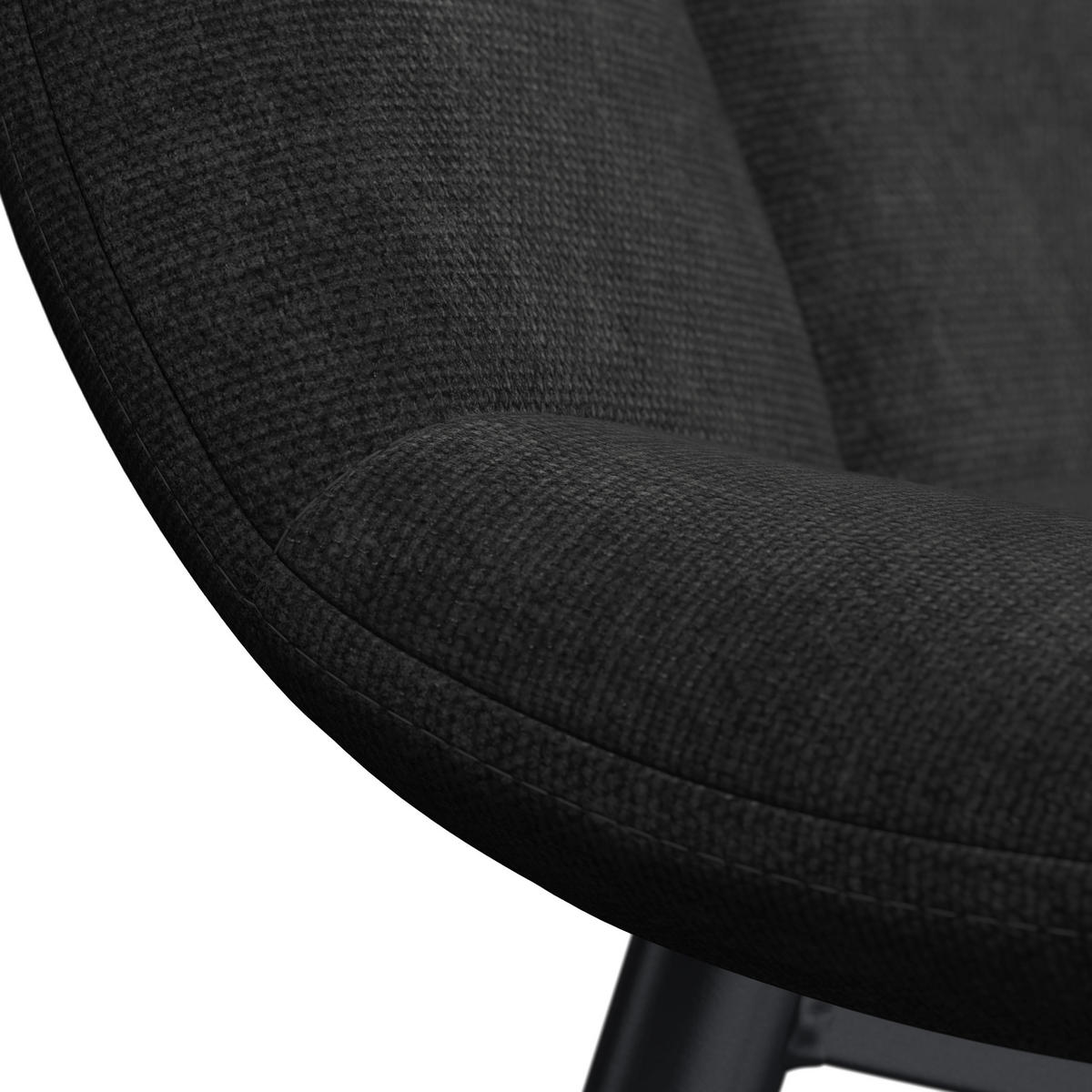 STUHL Ria Schwarz Mikrofaser Gepolstert - Schwarz, Metall (44/87/54cm) - Bessagi Home