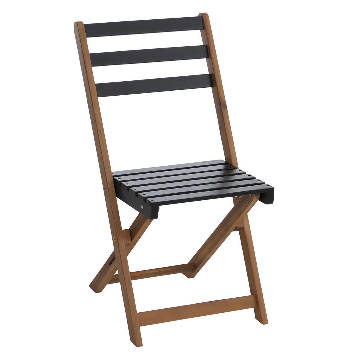 GARTENMÖBEL-SET 2x Stuhl Natur-Schwarz - Schwarz, Holz - PROREGAL