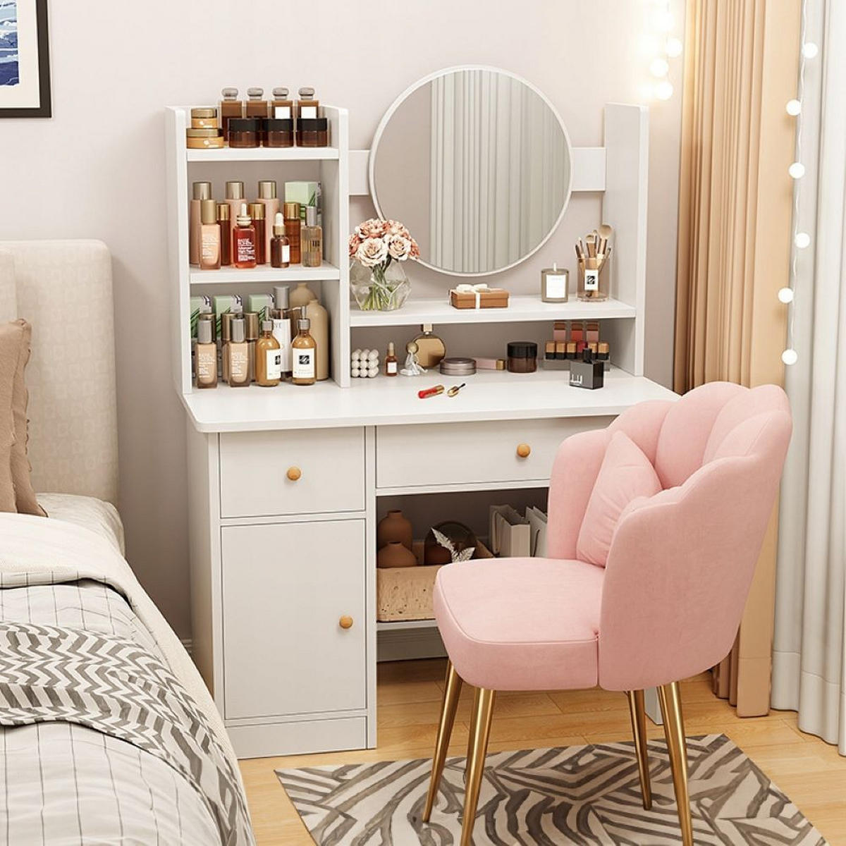 SCHMINKTISCH, weiß 80/34/125 cm - Weiß, Kunststoff (34/125/80cm) - Rebiko