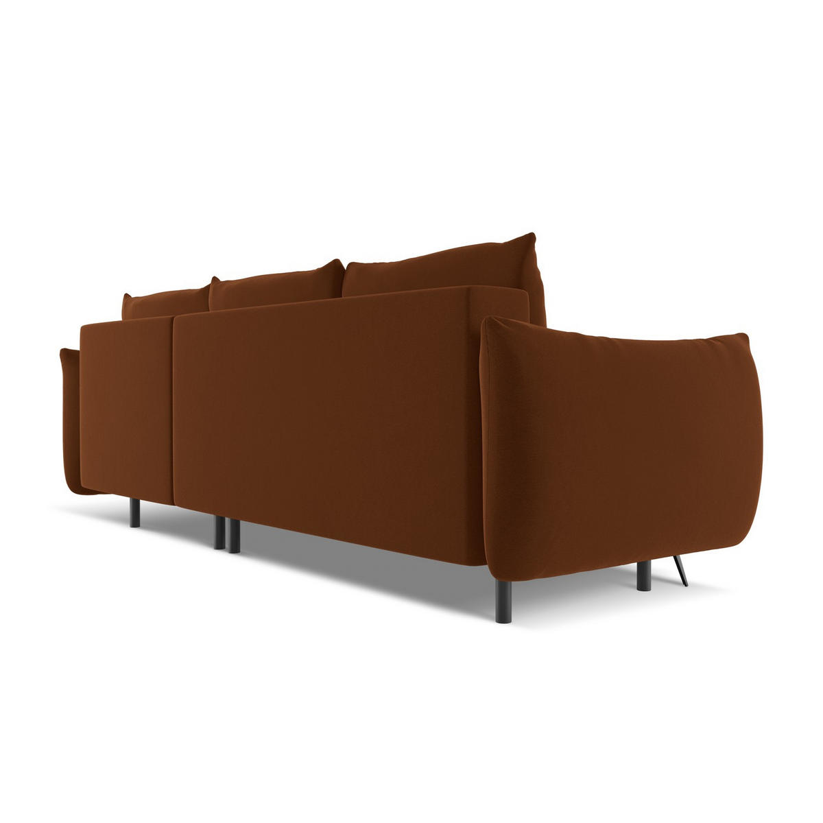 ECKSOFA mit Schlaffunktion Samt Stoff Orange - Terracotta/Schwarz, Textil/Metall (242/162cm) - LaMiaSofa