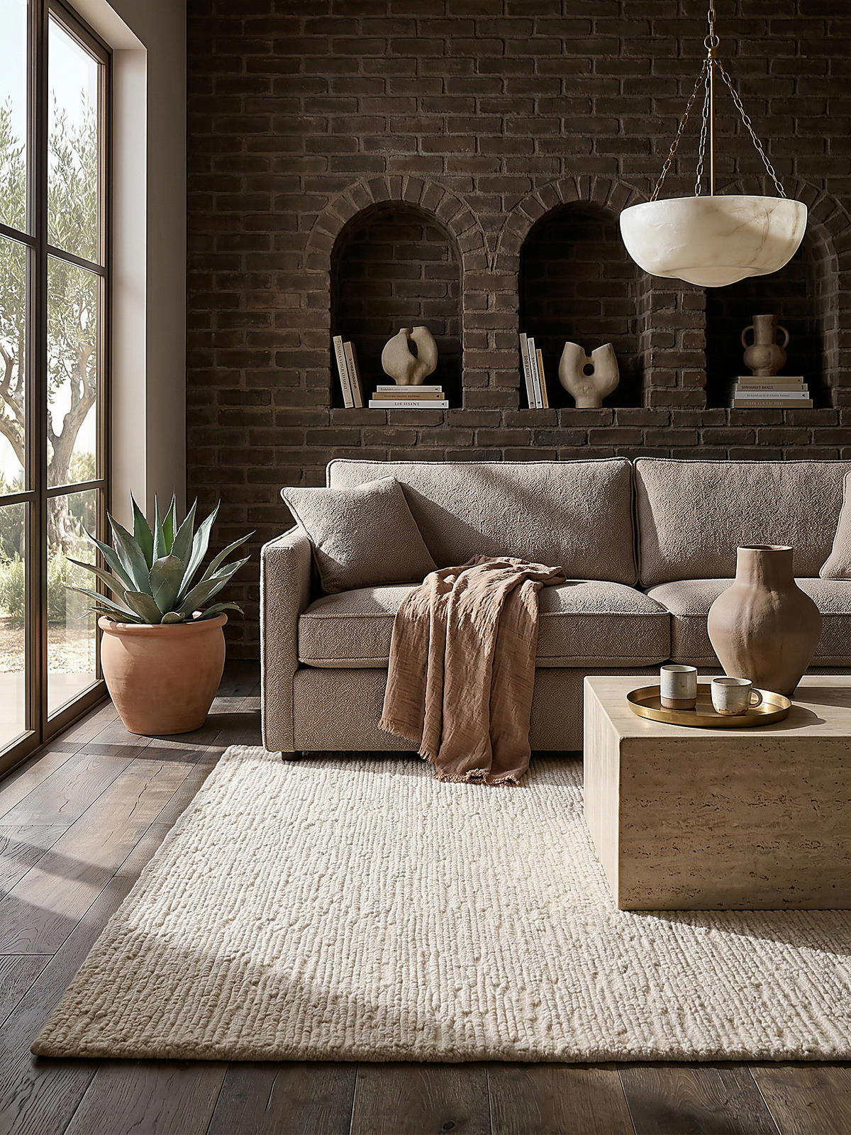 WOLLTEPPICH Boucle, Unifarben, Strapazierfähig, natürlich & pflegeleicht Creme Rechteckig 160x230 - Creme, Textil (230/160cm) - KADIMA DESIGN