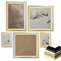 WANDBILDER 5er Set - 50x50 cm & 20x30 cm & 40x60 cm Goldrahmen - Strandsteine natürliche Strukturen - Goldfarben, Kunststoff (40/60cm) - ArtPrintCave