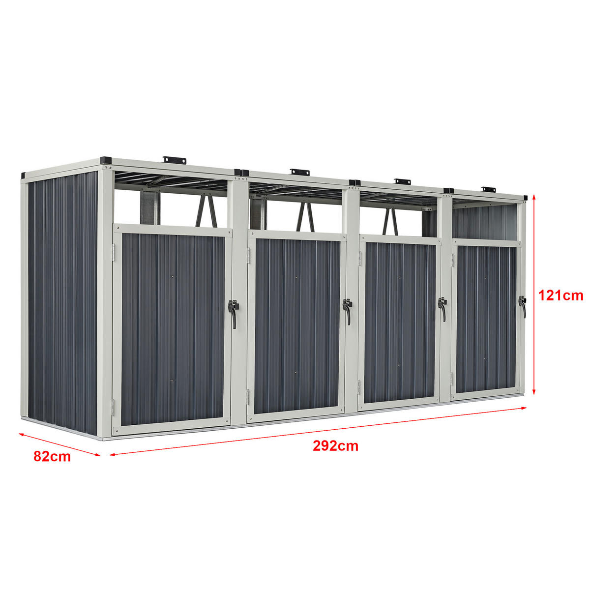 MÜLLTONNENBOX Tarbek - Anthrazit, Metall (292/121/82cm) - pro.tec