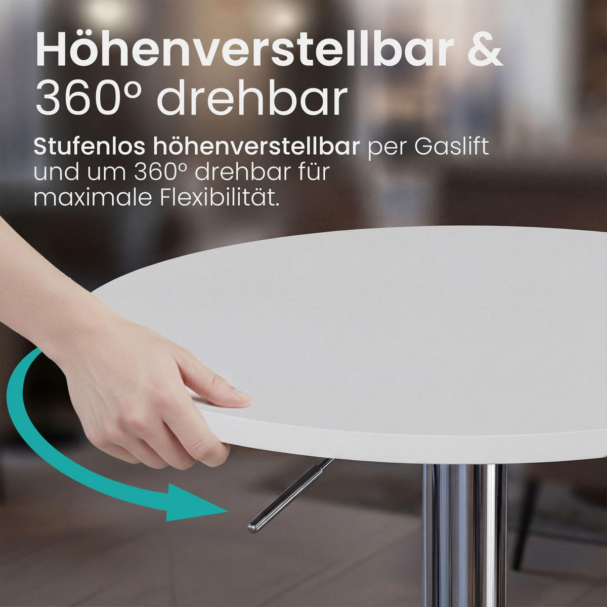 STEHTISCH rund 60 cm Holz Weiß - Chromfarben/Weiß, Holz/Metall (60/60/85cm) - CLP