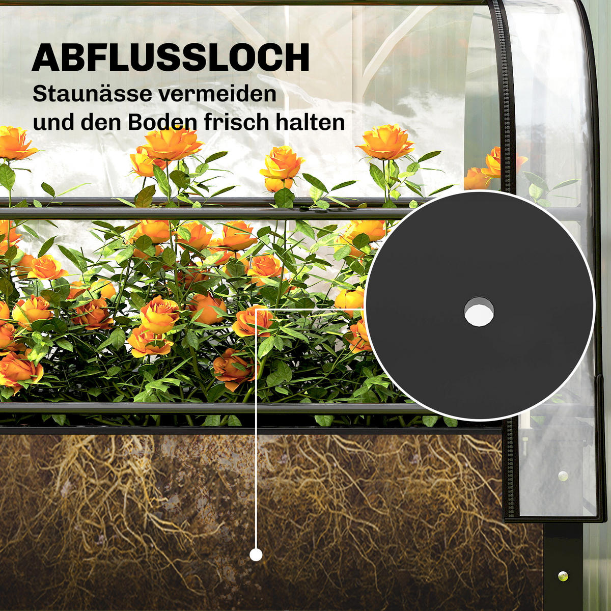 HOCHBEET mit Gewächshausabdeckung aus Kunststoff Metall Schwarz - Schwarz, Metall (49/136/100cm) - Outsunny