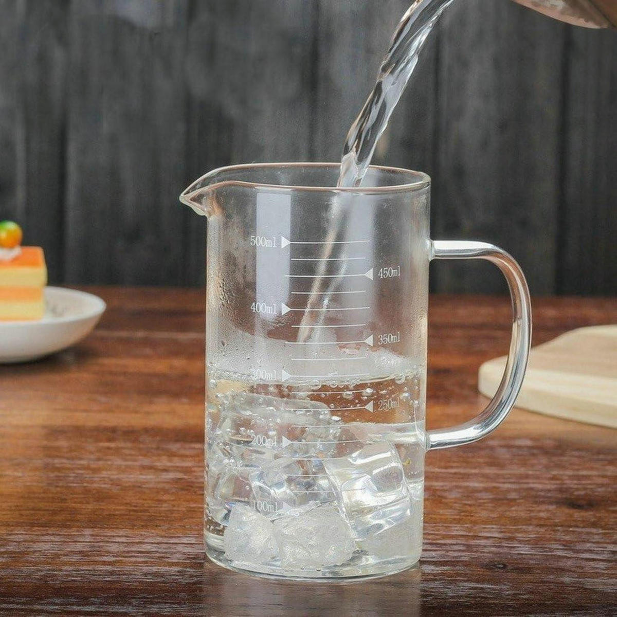 MESSBECHER Glas 0,5 Liter mit ergonomischem Griff - Transparent, Glas (0.5L)