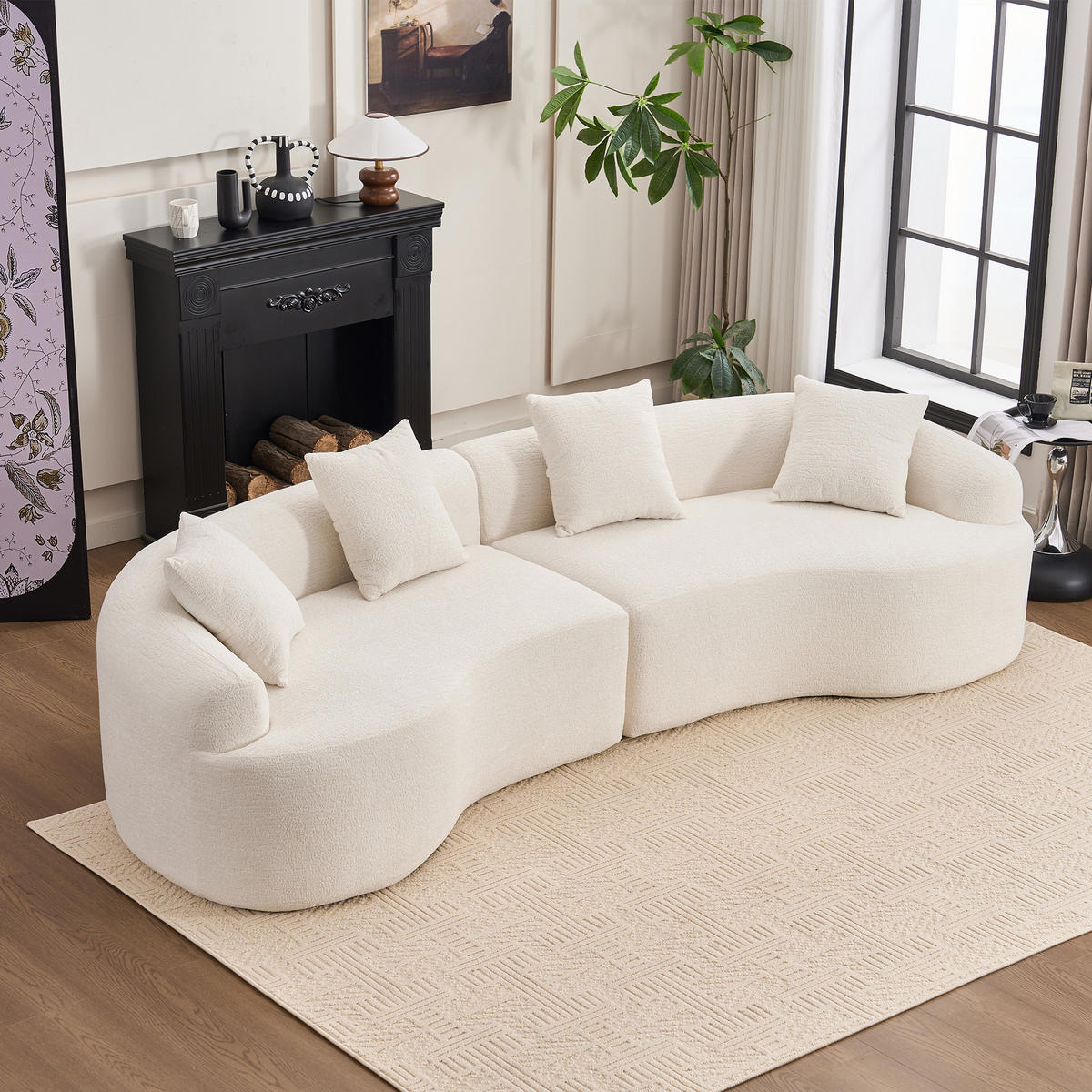 ECKSOFA 275/115/63 cm Weiß Chenille - Weiß, Textil (275/115cm) - Oxeza