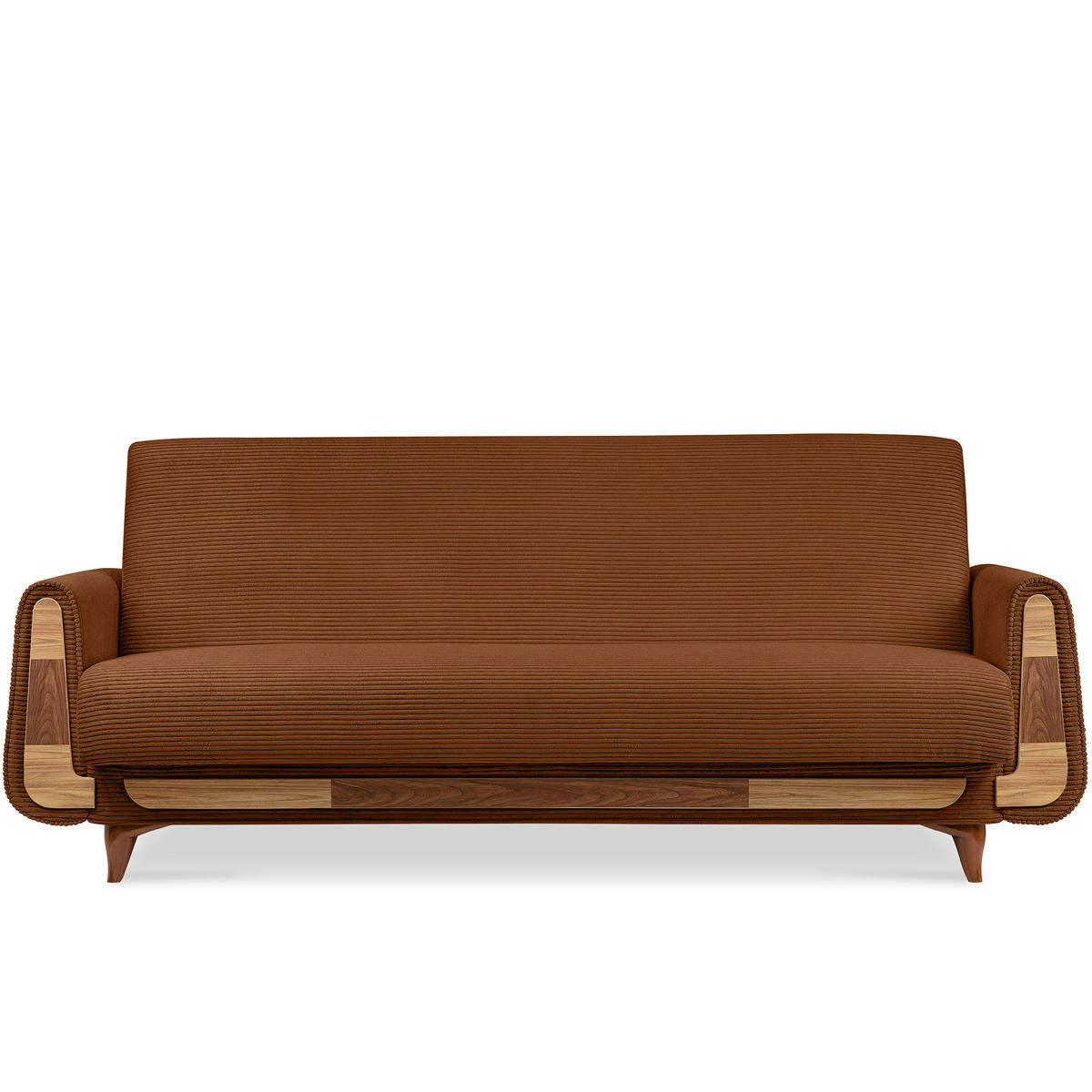 3-SITZER-SCHLAFSOFA GUSTAVO II mit Armlehnen, Orange - Orange, Holz/Holzwerkstoff (230/98/98cm) - KONSIMO®